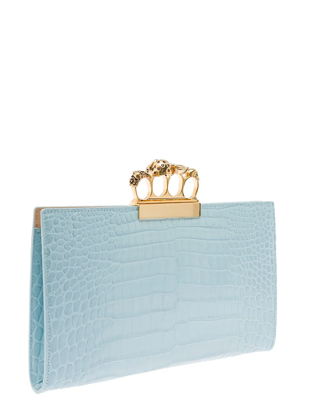 Alexander McQueen Four-Ring Embossed Clutch Bag