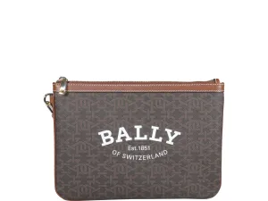 Bally Logo Printed Zipped Clutch Bag