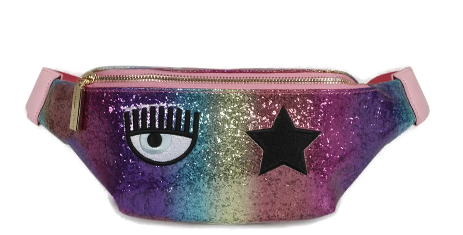 Chiara Ferragni Glitter-Embellished Zipped Belt Bag
