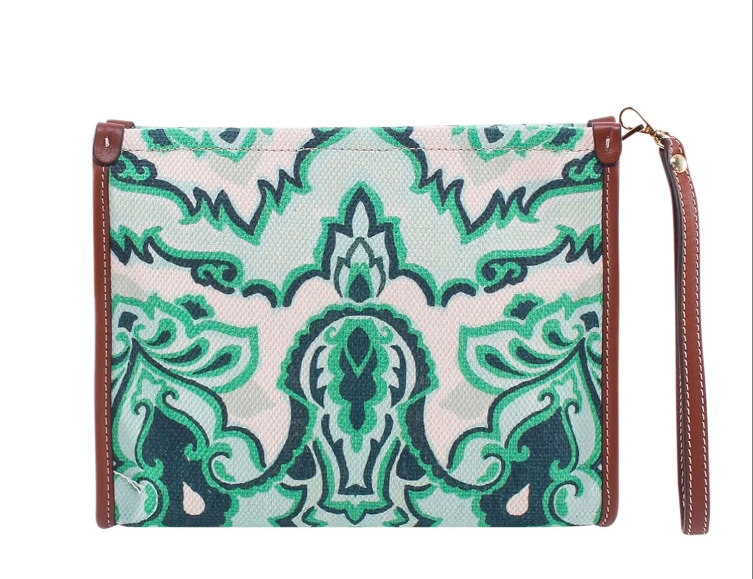 Etro Paisley Printed Logo Patch Clutch Bag