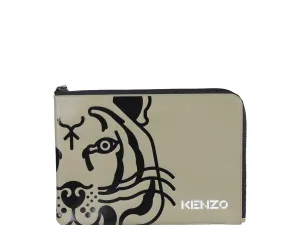 Kenzo Logo Printed Zip-Up Clutch Bag