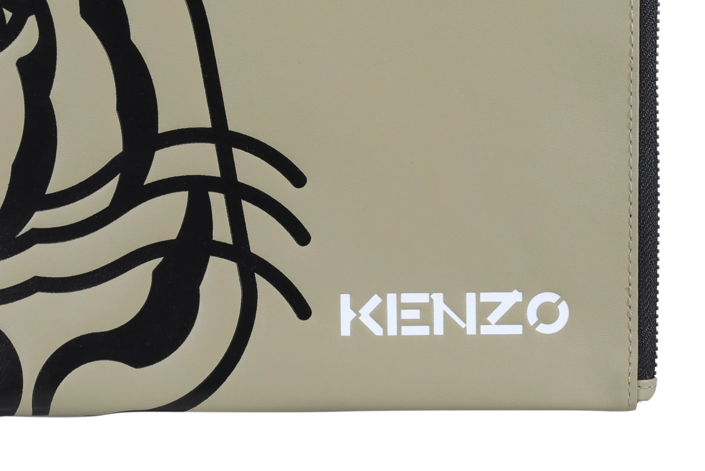 Kenzo Logo Printed Zip-Up Clutch Bag