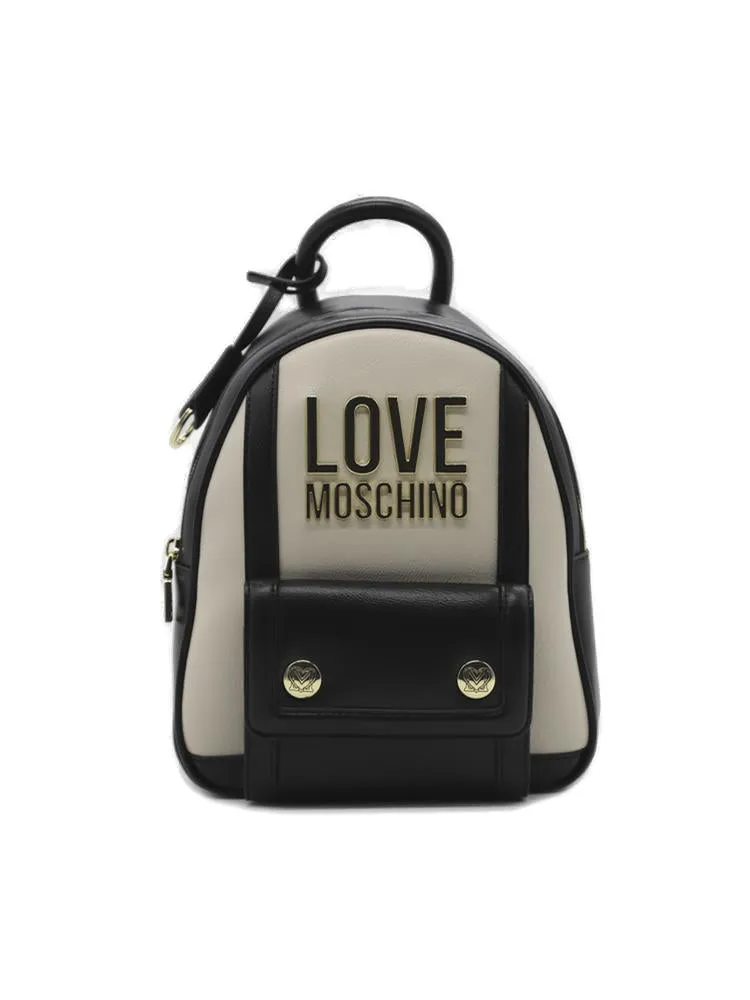 Love Moschino Logo Plaque Zipped Backpack