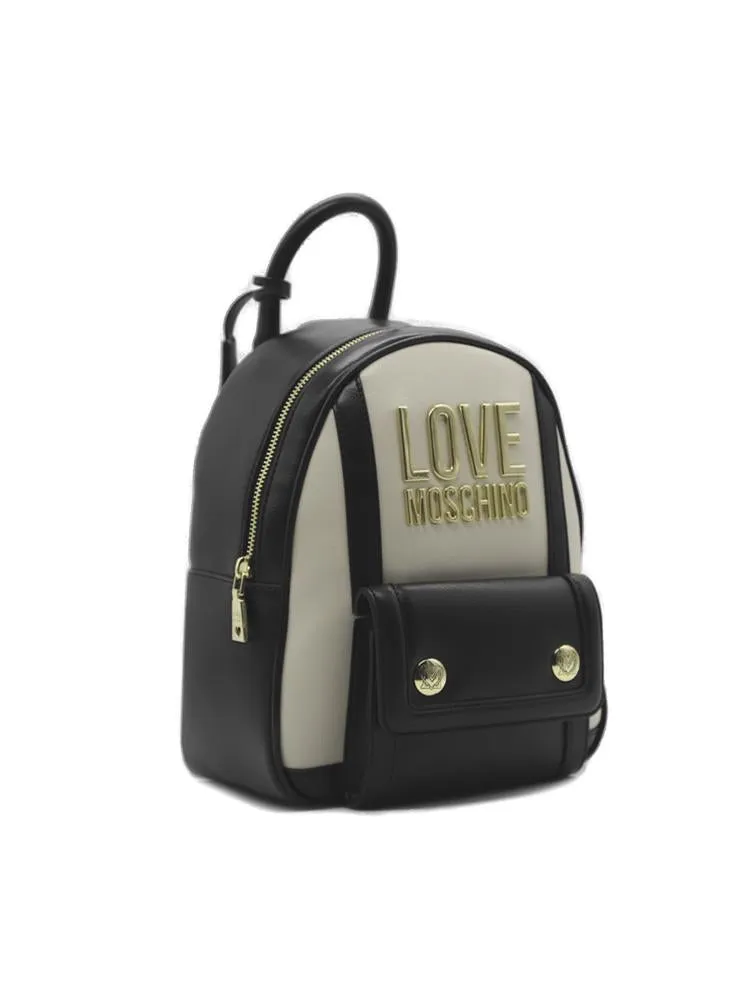Love Moschino Logo Plaque Zipped Backpack
