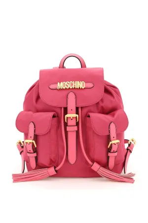 Moschino Logo Plaque Tassled Backpack