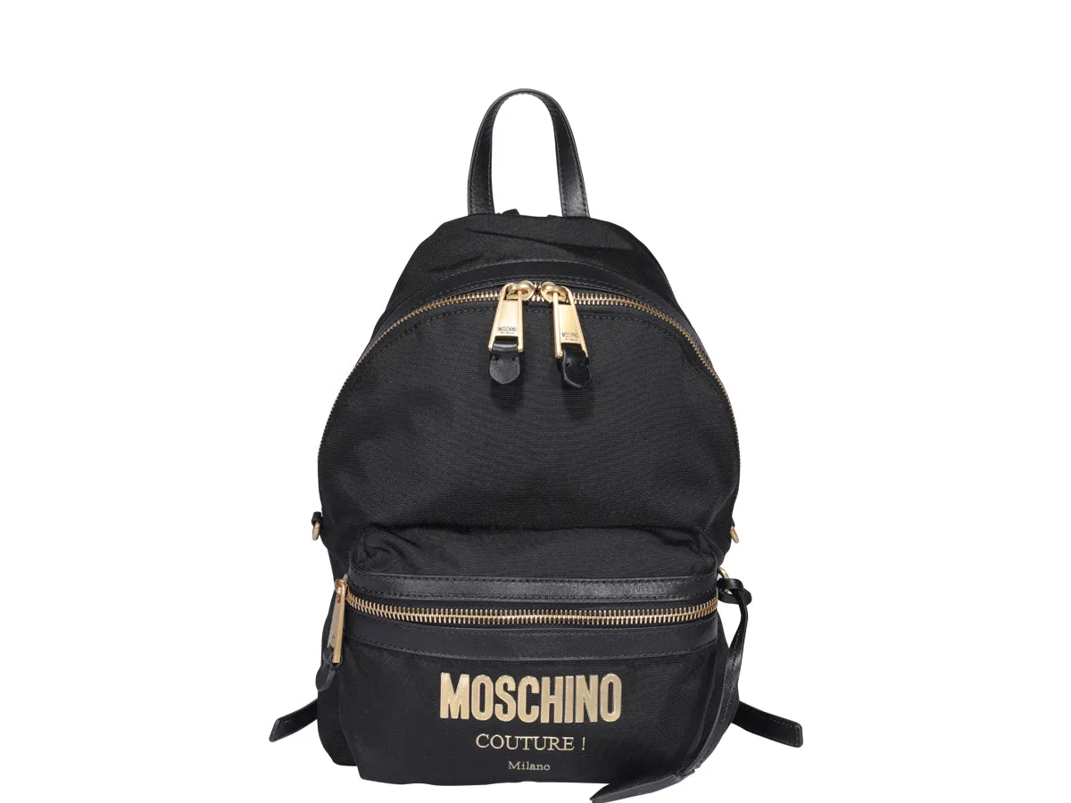 Moschino Logo Plaque Zipped Backpack