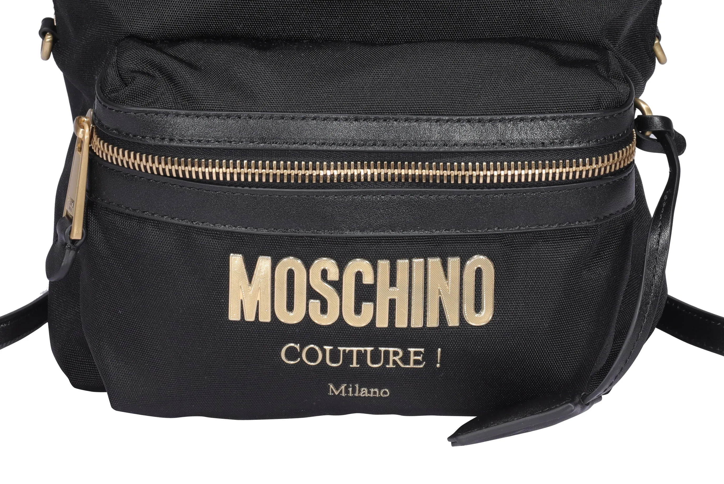 Moschino Logo Plaque Zipped Backpack