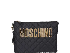 Moschino Logo Quilted Clutch Bag