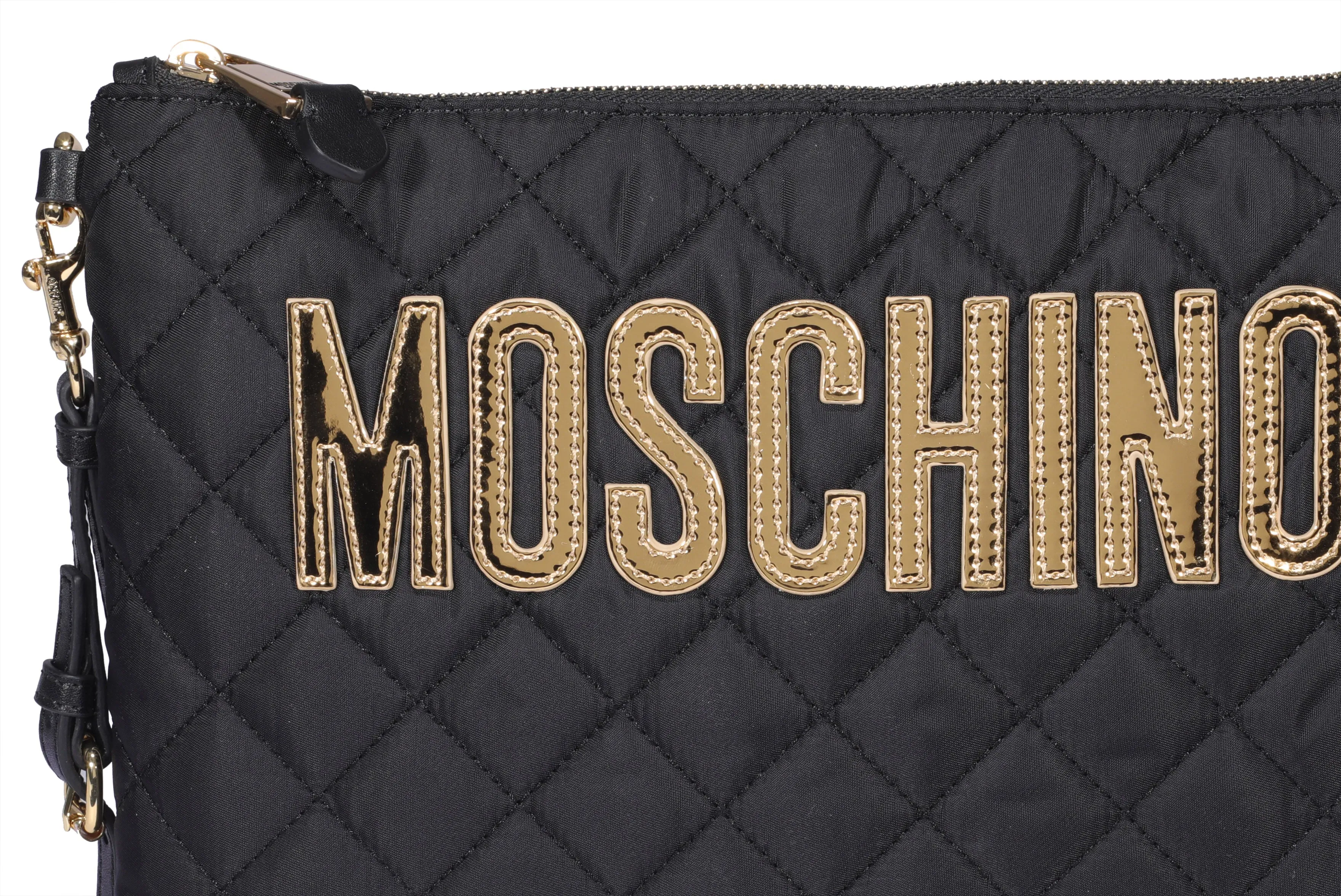 Moschino Logo Quilted Clutch Bag