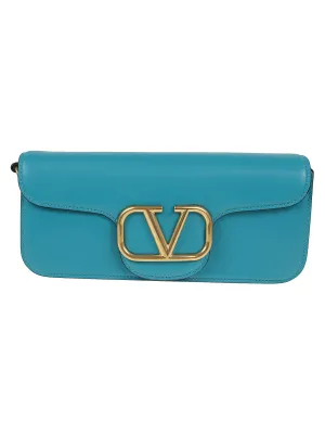 Valentino VLogo Plaque Chain Linked Clutch Bag